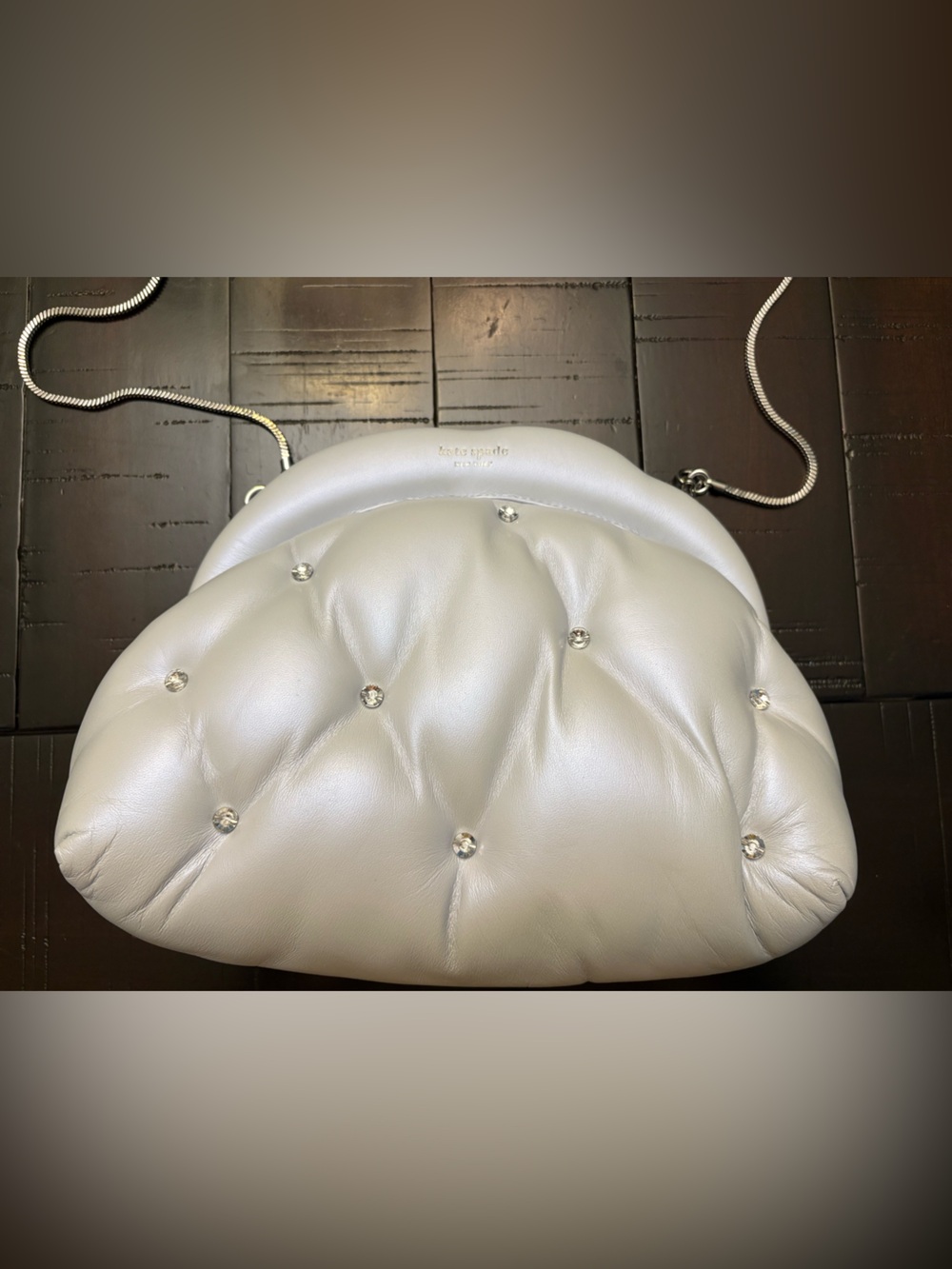 kate spade powder blue quilted crystal-accent cloud clutch - Picture 3 of 12